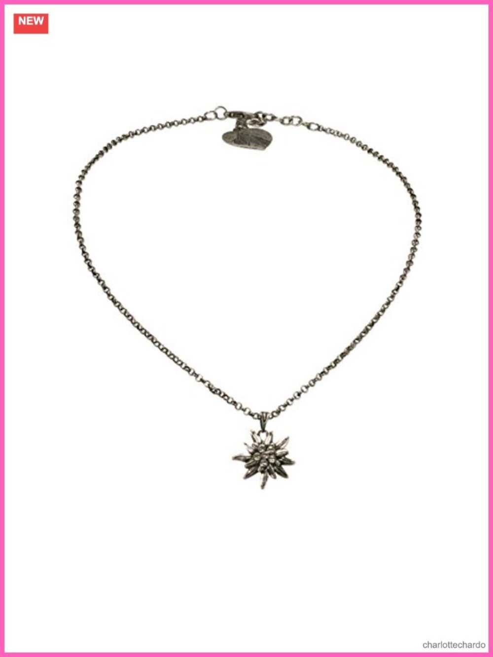 Traditional Bavarian Necklace Rhinestone Edelweiss Pendant Dirndl Oktoberfest